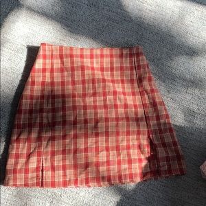 Red plaid mini skirt